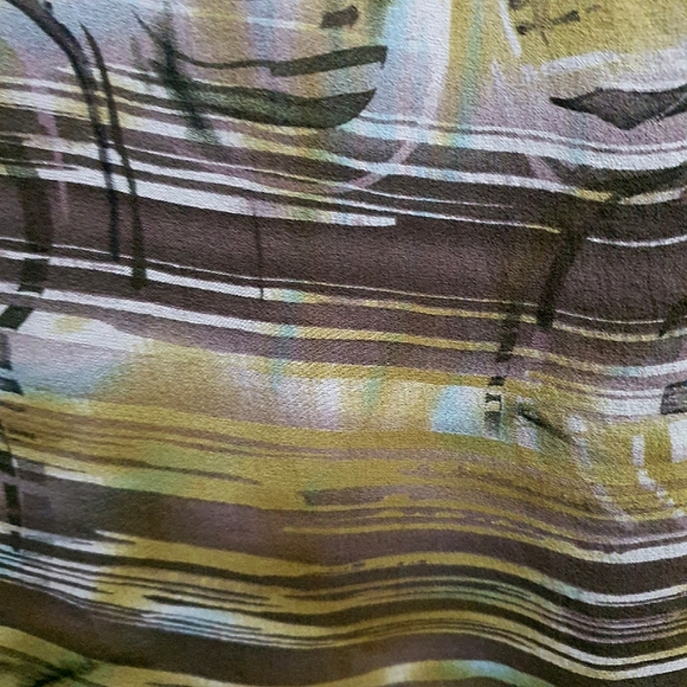 Taking Shape Silk Green Brown Print Midi Skirt Size 20 - Picture 9 of 9